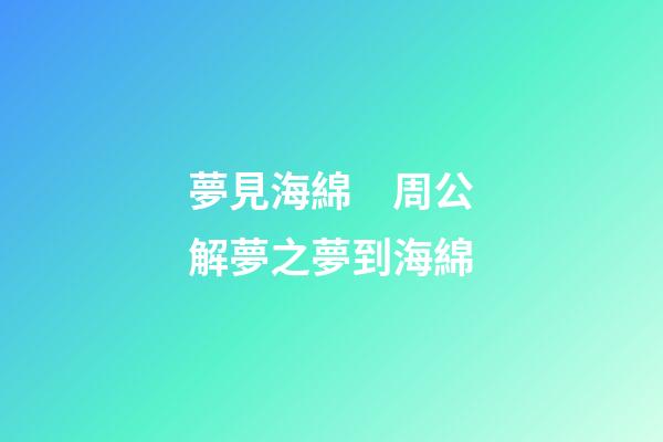 夢見海綿　周公解夢之夢到海綿
